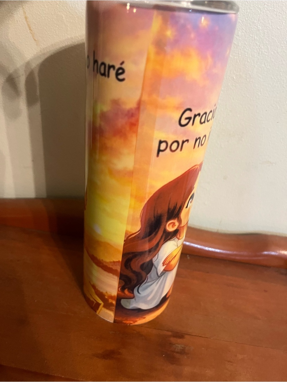 Prayer Candle with Sunset Illustration - Multicolor